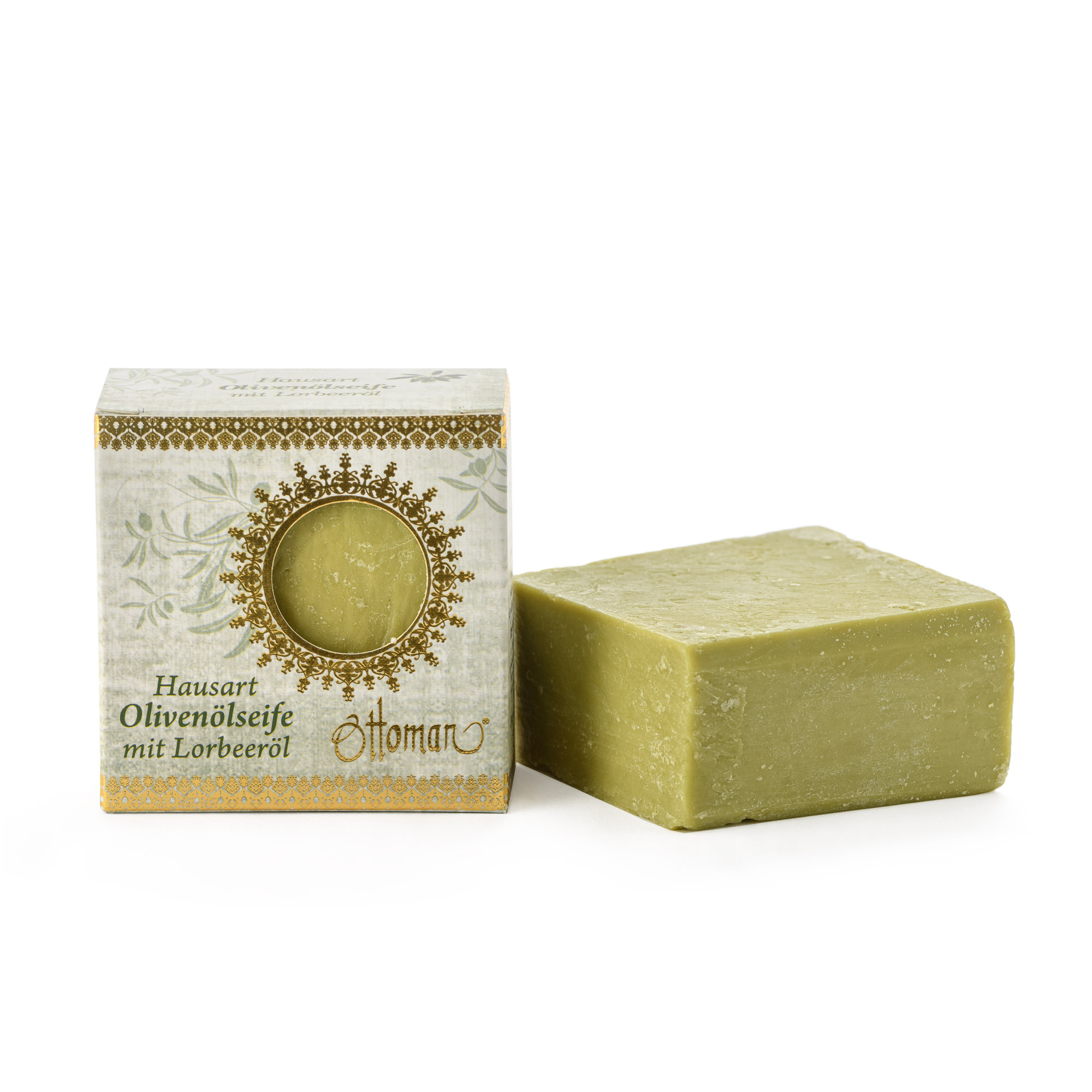 Natural olive oil soap with laurel oil green in cartonage box (200g)