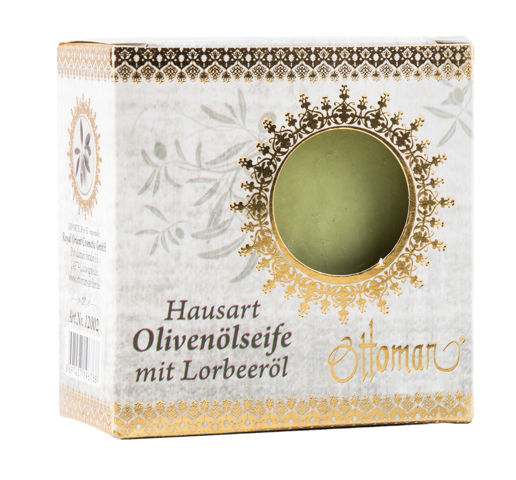 Natural olive oil soap with laurel oil green in cartonage box (200g)